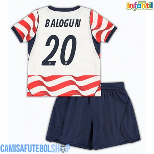 Camisa de time de futebol Estados Unidos Folarin Balogun #20 Replicas 1º Equipamento Infantil Mundo 2026 Manga Curta (+ Calças curtas)